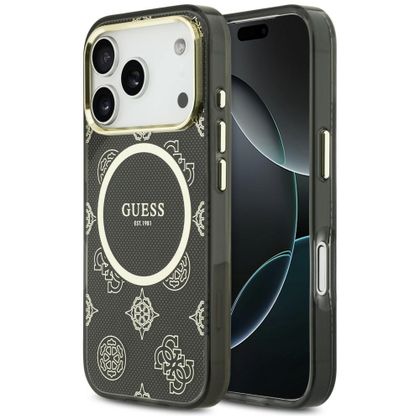Etui Guess IML Peony Dot MagSafe do iPhone 17 Pro / 18 Pro czarny