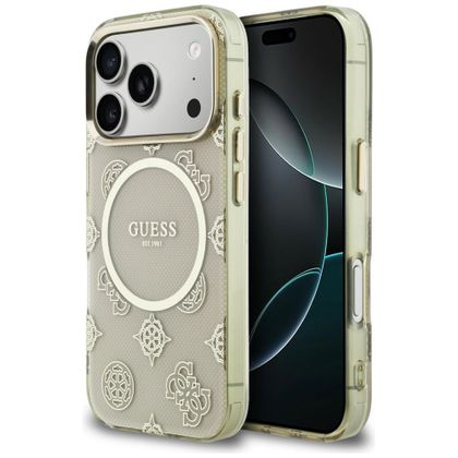 Etui Guess IML Peony Dot MagSafe do iPhone 17 Pro / 18 Pro beżowy