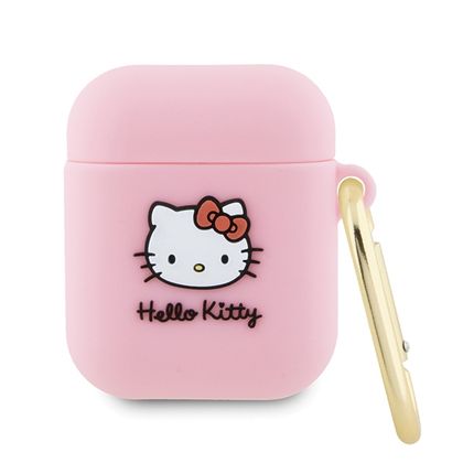 Hello Kitty HKA23DKHSP Airpods 1/2 coverróżowy/pink Silicone 3D Kitty Head