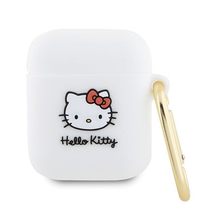 Hello Kitty HKA23DKHSH Airpods 1/2 coverbiały/white Silicone 3D Kitty Head