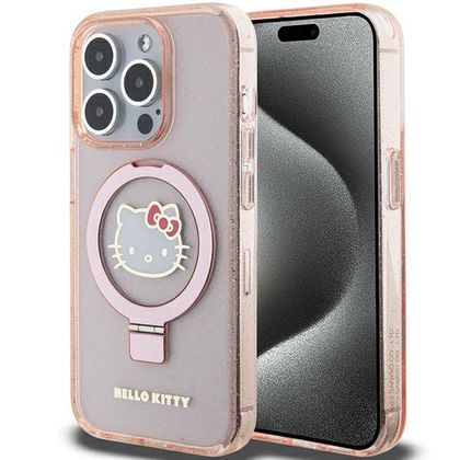 Hello Kitty HKHMP15LHRSGEP iPhone 15 Pro6.1" różowy/pink hardcase Ring Stand Glitter Electrop Logo MagSafe
