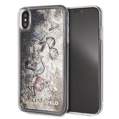 Karl Lagerfeld KLHCI65KSICGO iPhone Xs Max złoty/gold hard case Iconic Liquid Glitter
