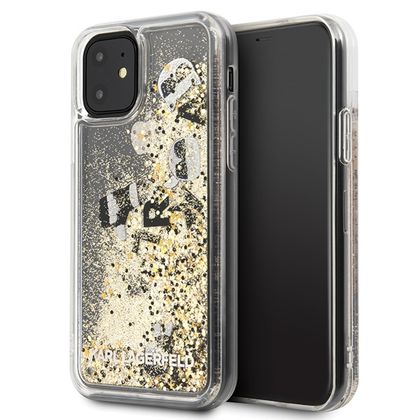 Karl Lagerfeld KLHCN61ROGO iPhone 116,1" / Xr czarno-złoty/black & gold hard case Glitter