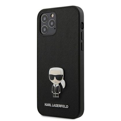Karl Lagerfeld KLHCP12MIKMSBK iPhone 12/12 Pro 6,1" czarny/black hardcase Saffiano Ikonik Metal
