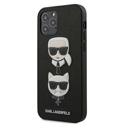 Karl Lagerfeld KLHCP12MSAKICKCBK iPhone12/12 Pro 6,1" czarny/black hardcase Saffiano Ikonik Karl&Choupette Head