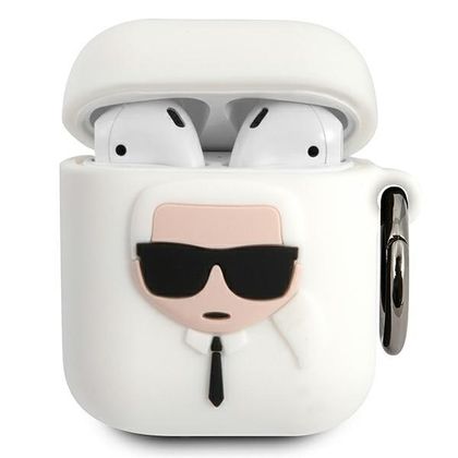 Karl Lagerfeld KLACCSILKHWH AirPods 1/2cover biały/white Silicone Ikonik