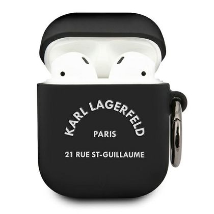 Karl Lagerfeld KLACA2SILRSGBK AirPods1/2 cover czarny/black Silicone RSG