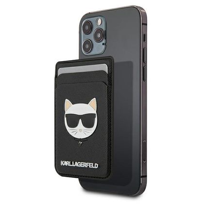 Karl Lagerfeld KLWMSCHSFBK Wallet CardSlot Saffiano Choupette Head MagSafe czarny/black