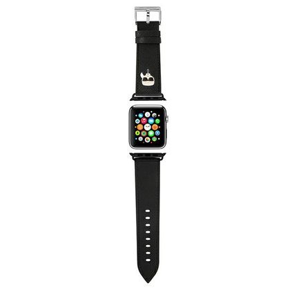 Karl Lagerfeld Pasek KLAWMOKHK AppleWatch 38/40/41mm czarny/black strap Saffiano Karl Heads