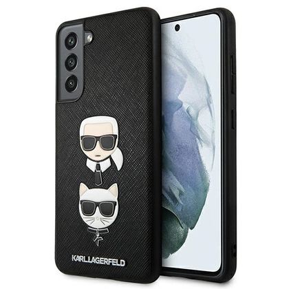 Karl Lagerfeld KLHCS21FESAKICKCBK G990S21 FE czarny/black hardcase Saffiano Ikonik Karl&Choupette Head