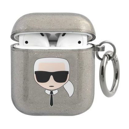 Karl Lagerfeld KLA2UKHGK AirPods 1/2cover czarny/black Glitter Karl`s Head