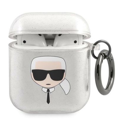 Karl Lagerfeld KLA2UKHGS AirPods 1/2cover srebrny/silver Glitter Karl`s Head