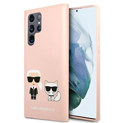 Karl Lagerfeld KLHCS22LSSKCI S22 UltraS908 hardcase jasnoróżowy/light pink Silicone Ikonik Karl & Choupette
