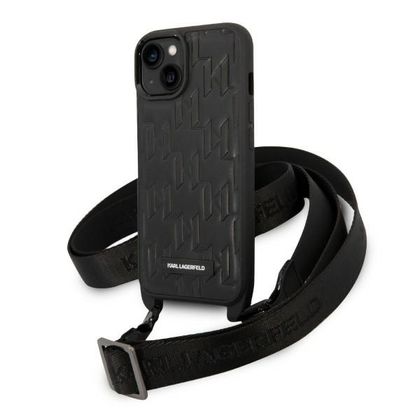Karl Lagerfeld KLHCP14SSTMMK iPhone 14 / 15 / 13 6,1" hardcase czarny/black Monogram Plaque Logo Strap