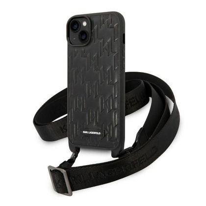Karl Lagerfeld KLHCP14MSTMMK iPhone 14 Plus / 15 Plus 6,7" hardcase czarny/black Monogram Plaque Logo Strap