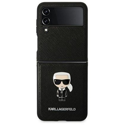 Karl Lagerfeld KLHCZF4IKMSBK F721Z Flip 4 czarny/black book Saffiano Ikonik Metal