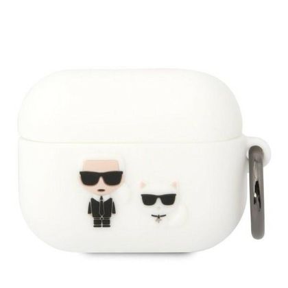 Karl Lagerfeld KLACAPSILKCW AirPods Procover biały/white Silicone Karl & Choupette