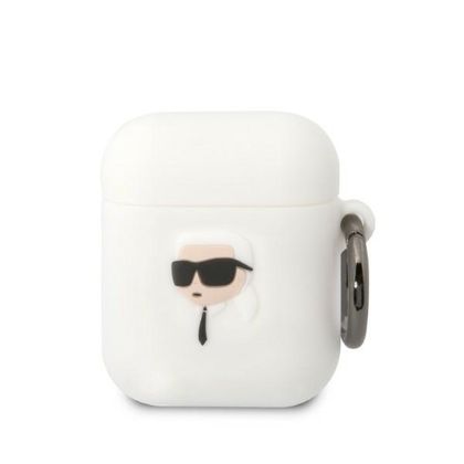 Karl Lagerfeld KLA2RUNIKH AirPods 1/2cover biały/white Silicone Karl Head 3D