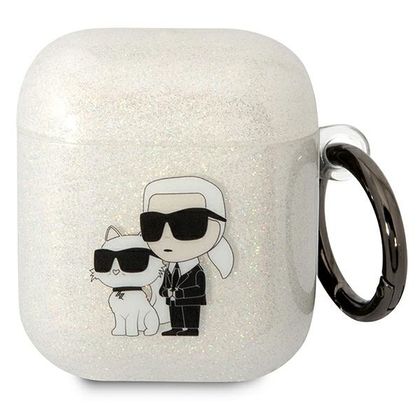 Karl Lagerfeld KLA2HNKCTGT Airpods 1/2cover transparent Glitter Karl&Choupette