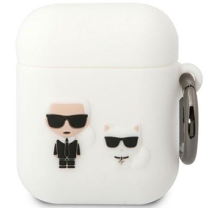 Karl Lagerfeld KLACA2SILKCW AirPods 1/2cover biały/white Silicone Karl & Choupette