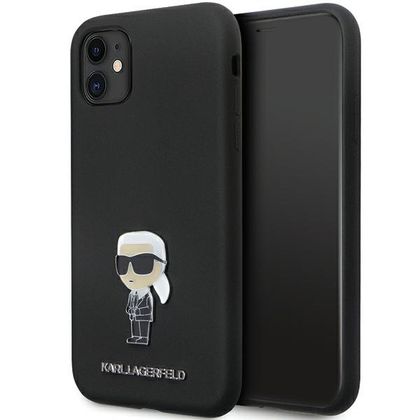 Karl Lagerfeld KLHCN61SMHKNPK iPhone 11/ Xr 6.1" czarny/black Silicone Ikonik Metal Pin