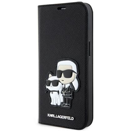 Karl Lagerfeld KLBKP14SSANKCPK iPhone 14/ 15 / 13 6.1" bookcase czarny/black Saffiano Karl & Choupette