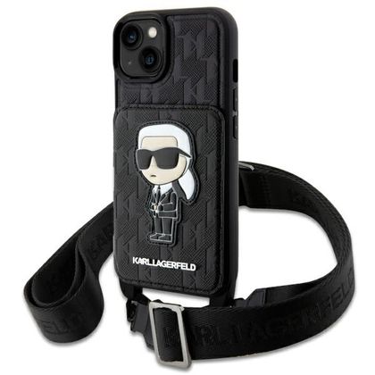 Karl Lagerfeld KLHCP14SCSAKHPKK iPhone14 / 15 / 13 6.1" hardcase czarny/black Crossbody Saffiano Monogram Ikonik