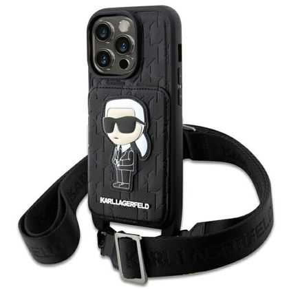 Karl Lagerfeld KLHCP14XCSAKHPKK iPhone14 Pro Max 6.7" hardcase czarny/black Crossbody Saffiano Monogram Ikonik