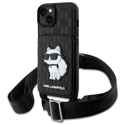 Karl Lagerfeld KLHCP14SCSAKHPCK iPhone14 / 15 / 13 6.1" hardcase czarny/black Crossbody Saffiano Monogram Choupette