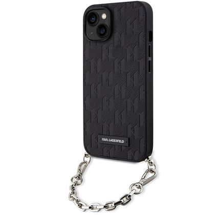 Karl Lagerfeld KLHCP14SSACKLHPK iPhone 14 / 15 / 13 6.1" czarny/black hardcase Saffiano Monogram Chain