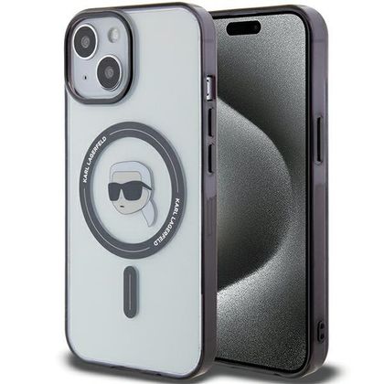 Karl Lagerfeld KLHMP15SHKHNOTK iPhone 15 / 14 / 13 6.1" transparent hardcase IML Karl`s Head MagSafe