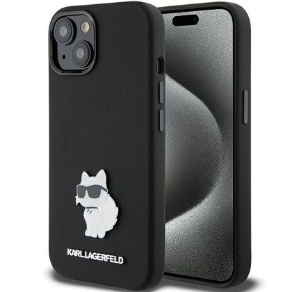 Karl Lagerfeld KLHCP15MSMHCNPK iPhone 15 Plus / 14 Plus 6.7" czarny/black Silicone Choupette Metal Pin