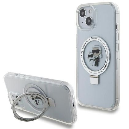 Karl Lagerfeld KLHMP15SHMRSKCH iPhone 15/ 14 / 13 6.1" biały/white hardcase Ring Stand Karl&Choupettte MagSafe