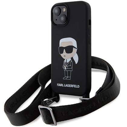 Karl Lagerfeld KLHCP15SSCBSKNK iPhone 15 / 14 / 13 6.1" hardcase czarny/black Crossbody Silicone Ikonik
