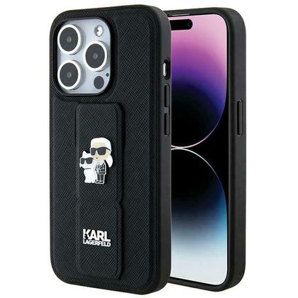 Karl Lagerfeld KLHCP14XGSAKCPK iPhone 14 Pro Max 6.7" czarny/black hardcase Gripstand Saffiano Karl&Choupette Pins