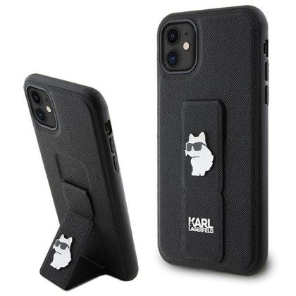 Karl Lagerfeld KLHCN61GSACHPK iPhone 11 / Xr 6.1" czarny/black hardcase Gripstand Saffiano Choupette Pins