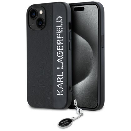 Karl Lagerfeld KLHCP15SPSAKDGCK iPhone 15 / 14 / 13 6.1" czarny/black hardcase Saffiano Rhinestones & Charm