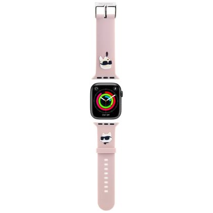 Karl Lagerfeld Pasek KLAWMSLKCNP Apple Watch 38/40/41mm różowy/pink strap 3D Rubber Karl&Choupette Heads