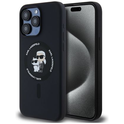 Karl Lagerfeld KLHMP15XSCMKCRHK iPhone 15 Pro Max 6.7" czarny/black hardcase Silicone Karl & Choupette Ring MagSafe