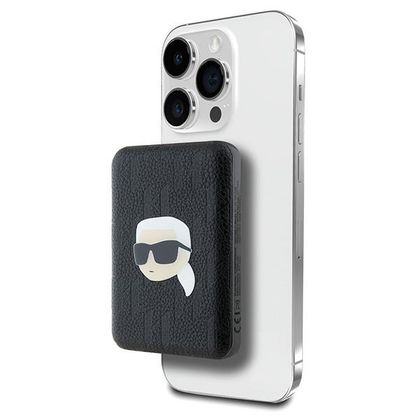 Karl Lagerfeld Powerbank indukcyjnyKLPB5FPGKSKIHK 15W 5000mAh czarny/black Karl Head Pin MagSafe