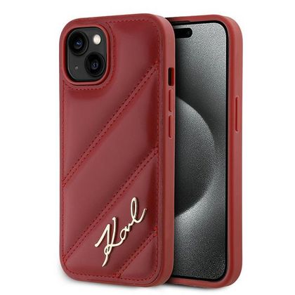 Karl Lagerfeld KLHCP15SPQDSMGR iPhone 15 / 14 / 13 6.1" czerwony/red hardcase Diagonal Quilted Script