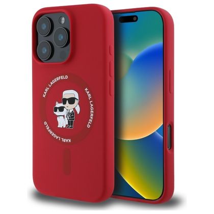 Karl Lagerfeld KLHMP16LSCMKCRHR iPhone 16 Pro 6.3" czerwony/red hardcase Silicone Karl&Choupette Ring MagSafe