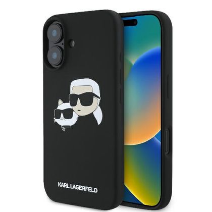 Karl Lagerfeld KLHMP16SSKCHPPLK iPhone 16 6.1" czarny/black hardcase Silicone Double Heads Print MagSafe