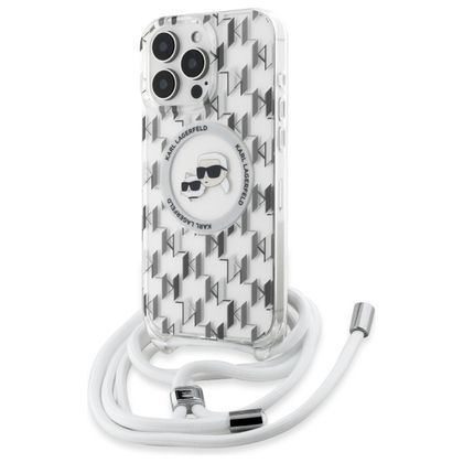 Karl Lagerfeld KLHMP16LHCKCKLCT iPhone 16 Pro 6.3" transparent hardcase IML Crossbody Monogram Karl & Choupette Head MagSafe