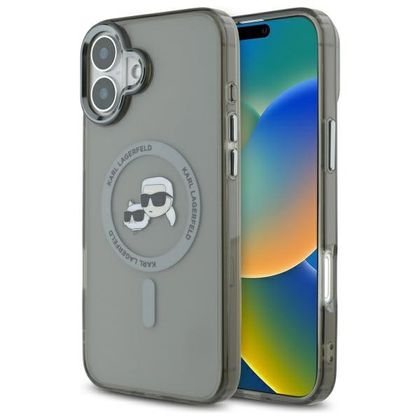Karl Lagerfeld KLHMP16SHLSKCK iPhone 6.1" czarny/black hardcase IML Metal Karl&Choupette Head MagSafe