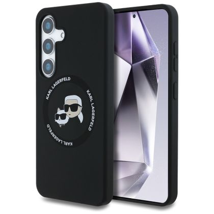 Etui Karl Lagerfeld Silicone Double Heads And Circle MagSafe do Samsung Galaxy S25+ czarny