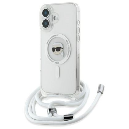 Karl Lagerfeld KLHMP16SHCKHNT iPhone 16 6.1" hardcase transparent Crossbody IML Karl Head Magsafe