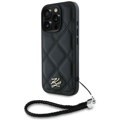 Etui Karl Lagerfeld Quilted Initial Logo & Chain Strap do iPhone 16 Pro Max czarny
