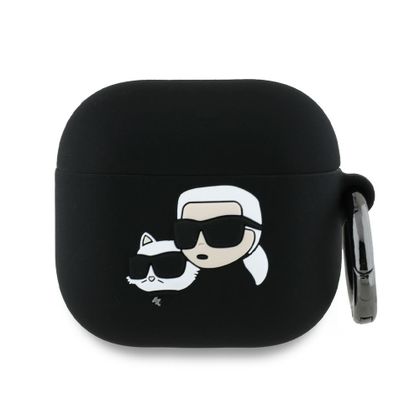 Karl Lagerfeld KLA4RUNKCHK AirPods 4 / 5 cover czarny/black Silicone Karl&Chaupette Head 3D