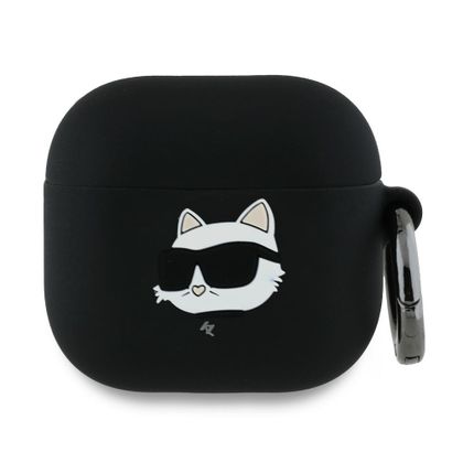 Karl Lagerfeld KLA4RUNCHK AirPods 4 / 5 cover czarny/black Silicone Choupette Head 3D
